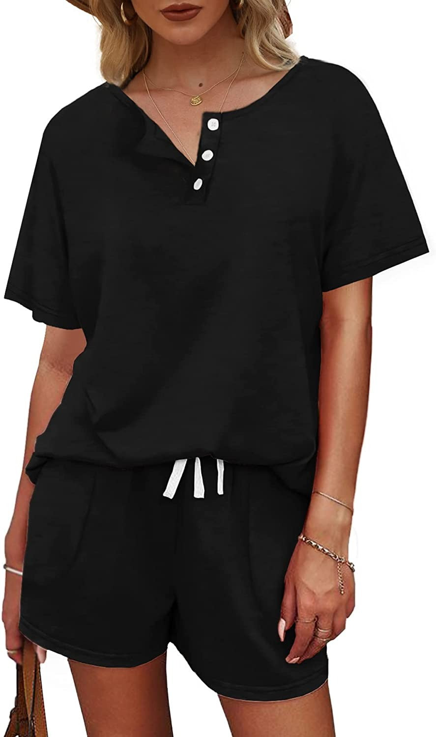 Basic Casual Short Sleeves Outfit 2 Pieces Set