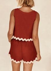 Women's Casual Vest High Waisted Shorts Set
