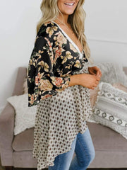 Summer Floral Kimono Ruffle Sleeve Tie Cardigans
