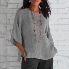 Fashion Solid Color Cotton Linen Top