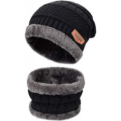 Winter Knitted Beanie Hat Scarf Set