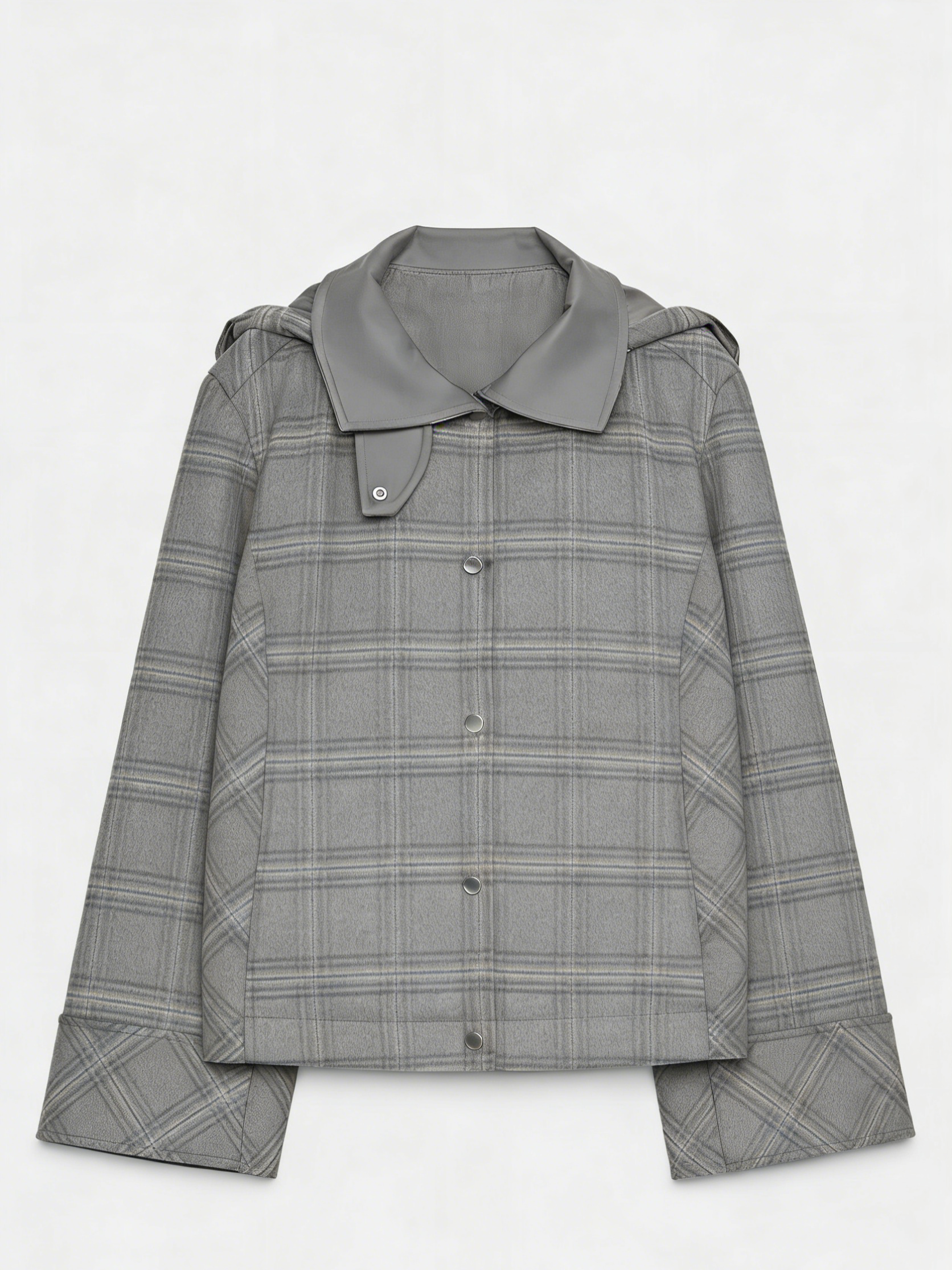 Women's High-Neck Checked Hooded Quilted Coat
