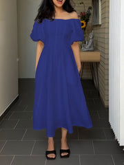 Fluttering Strapless Puffy Sleeve Dress