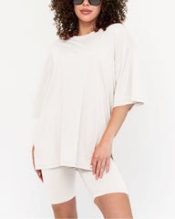 Women's Summer Crew Neck Oversized Biker Set
