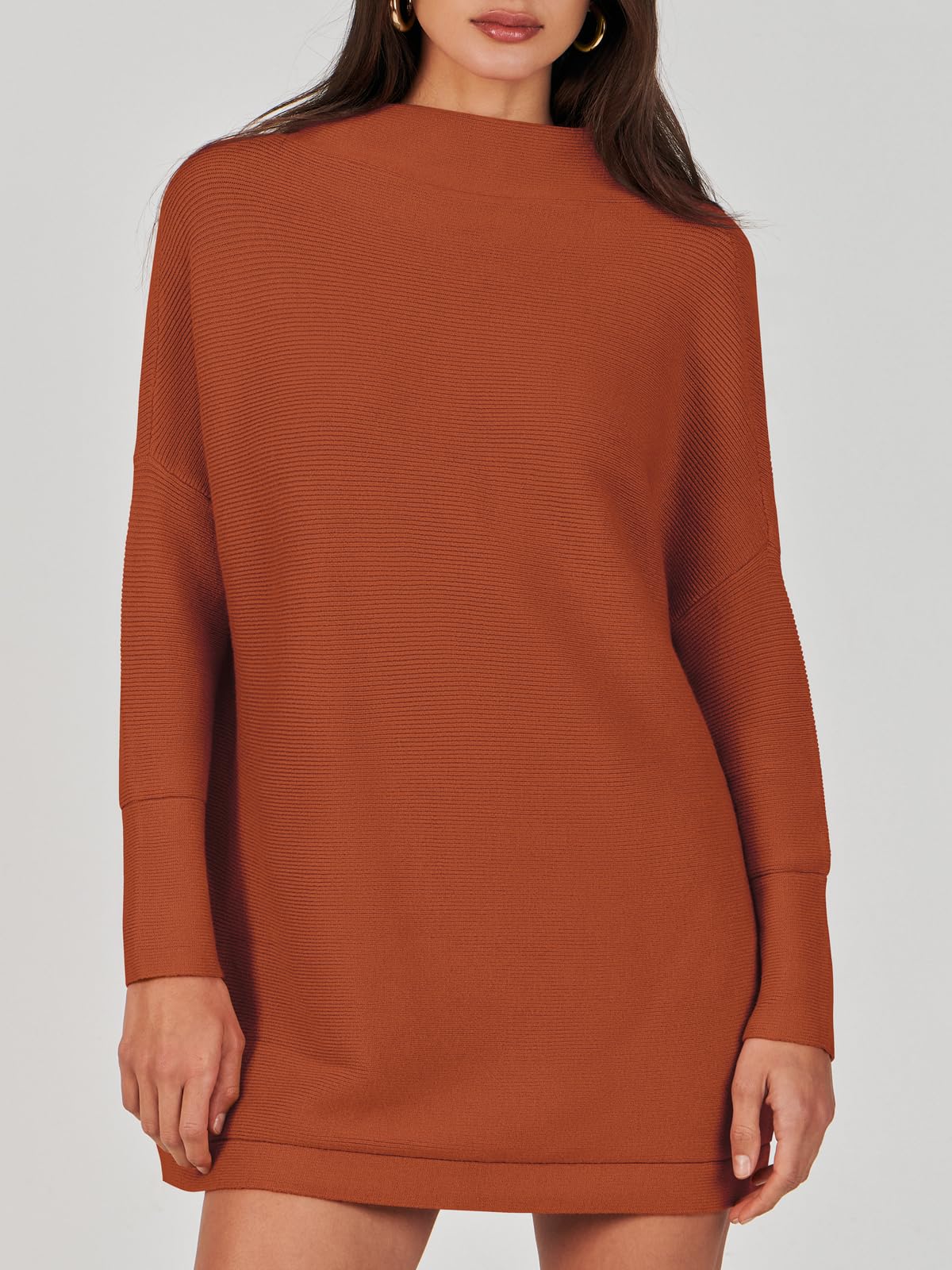 Women's Mock Neck Slouchy Knit Tunic Sweaters