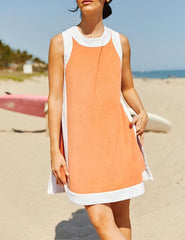 Women's Color Block Sleeveless Side Slit Tops and Matching Shorts Two Piece Set
