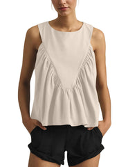Women's Casual Loose Sleeveless Pleated Tnak Top