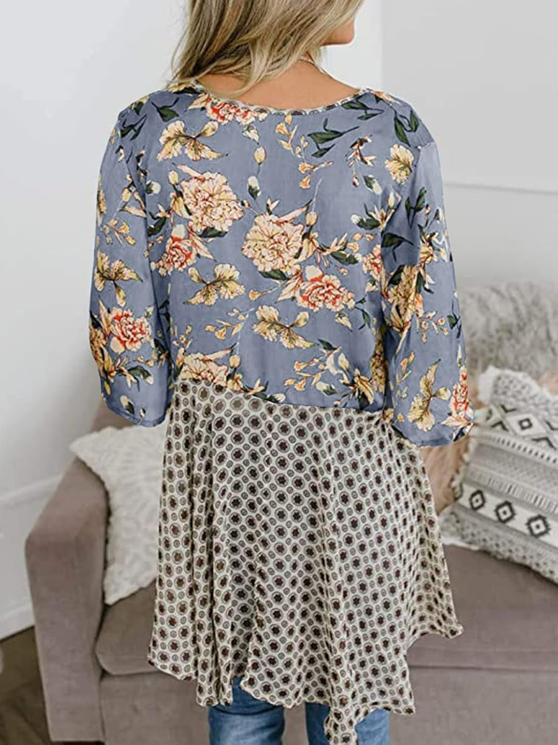 Summer Floral Kimono Ruffle Sleeve Tie Cardigans