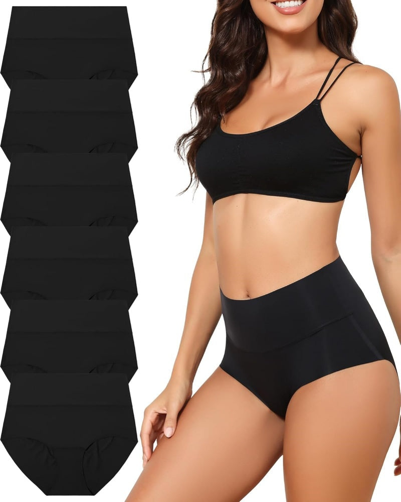 High Waist Underwear Seamless Panties No Show Invisible Briefs 6 Pack