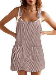 Women's Summer Adjustable Strap Striped Overall Dress