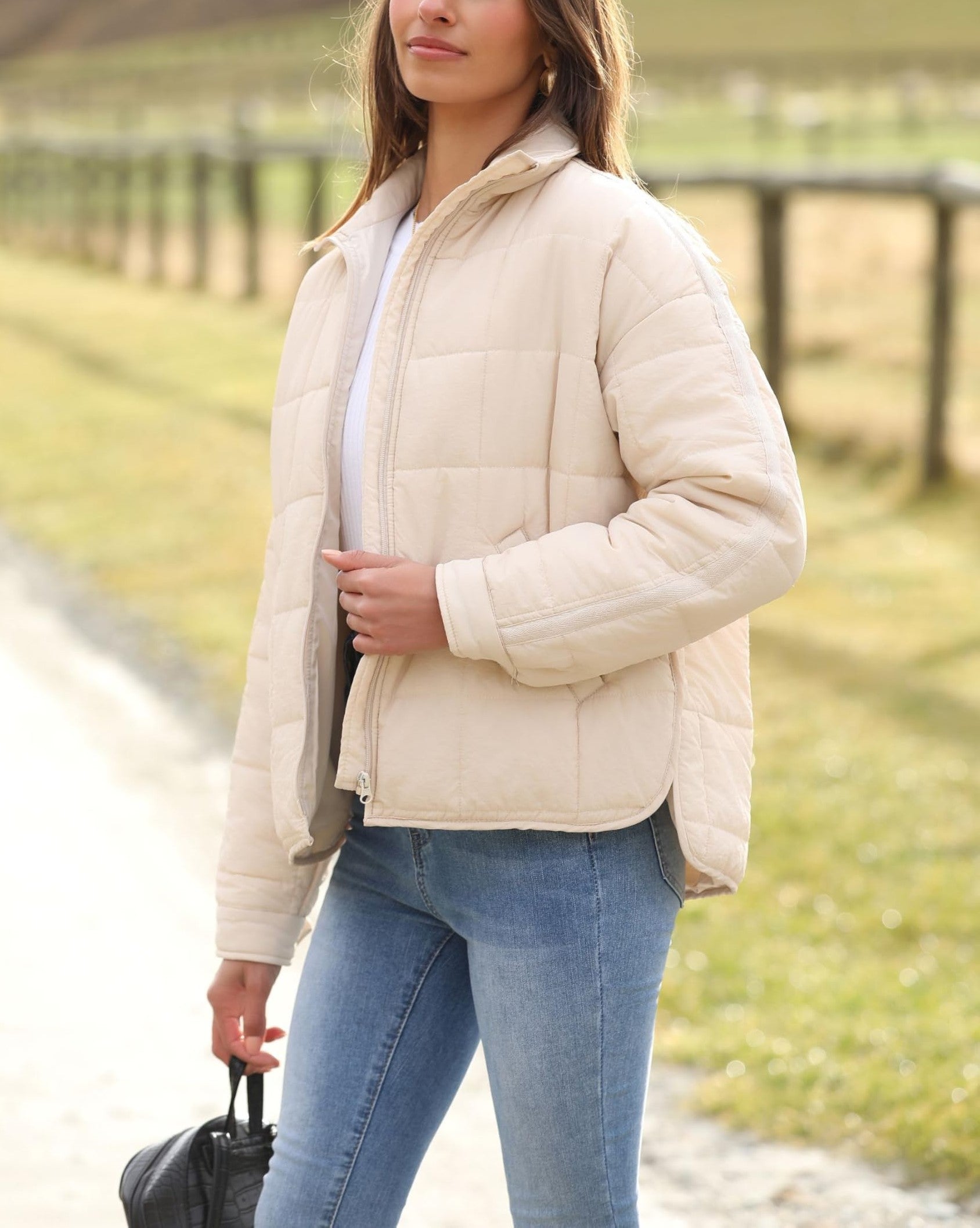 Women's Oversized Splice Quilted Lightweight Puffer Jacket
