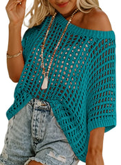 Women's Summer Casual Short Sleeve Hollow Out Crochet Tops