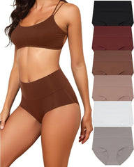 High Waist Underwear Seamless Panties No Show Invisible Briefs 6 Pack
