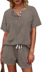 Basic Casual Short Sleeves Outfit 2 Pieces Set
