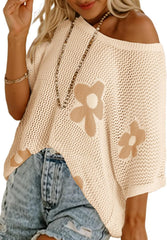 Women's Floral Short Sleeve Crocheted Cover-Up