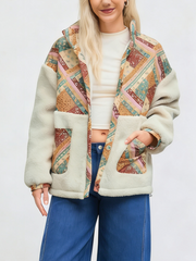 Women's Vintage Patchwork Sherpa Fleece Jacket