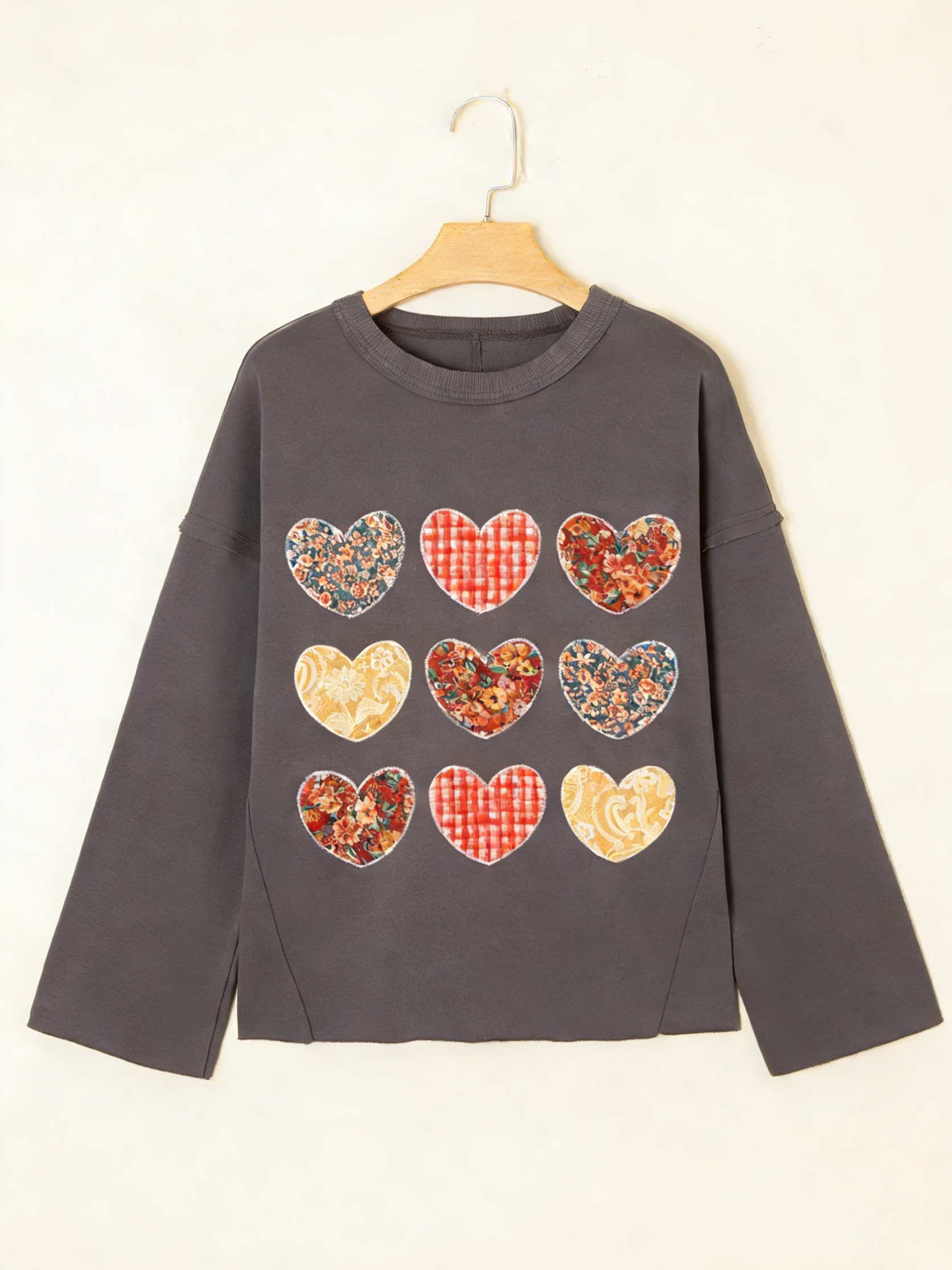 Women's Vintage Patchwork Heart Sweatshirt