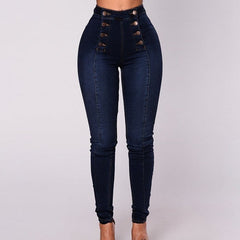 Double Breasted High Waist Skinny Jeans