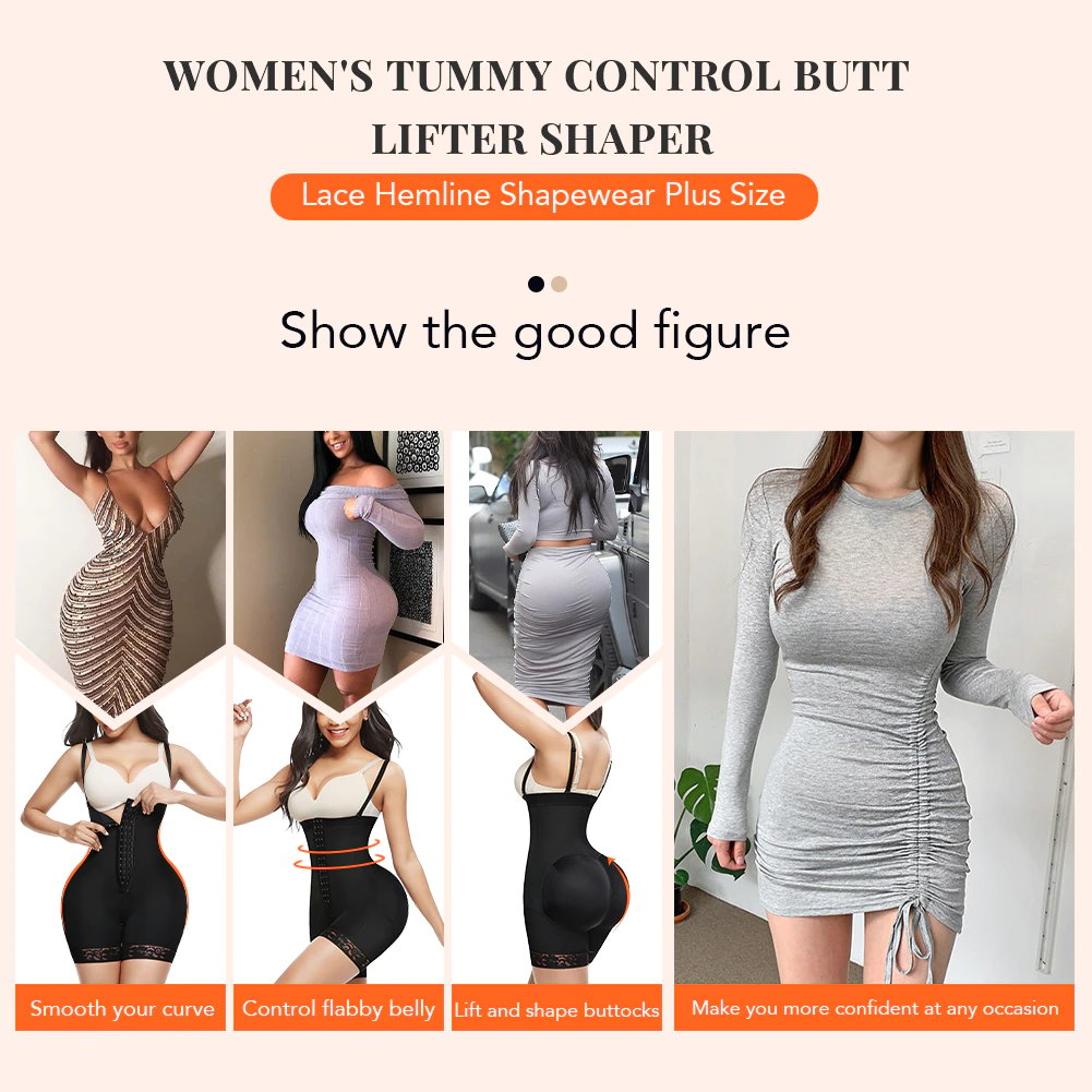 Firm Tummy Compression Bodysuit Shaper with Butt Lifter