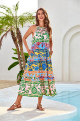 Women's Halter Neck Floral Print Vacation Dress