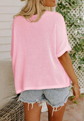 Women's Floral Short Sleeve Crocheted Cover-Up