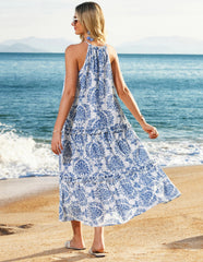 Women's Halter Neck Floral Print Vacation Dress