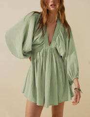 Women's Casual Loose Flowing V-Neck Dresses