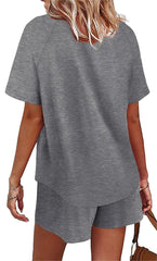 Basic Casual Short Sleeves Outfit 2 Pieces Set
