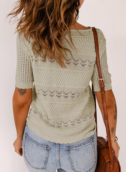Women's Short Sleeve Lightweight Knit Tops