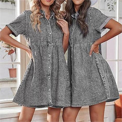 Women's Tencel Denim Washed Shirt Dress