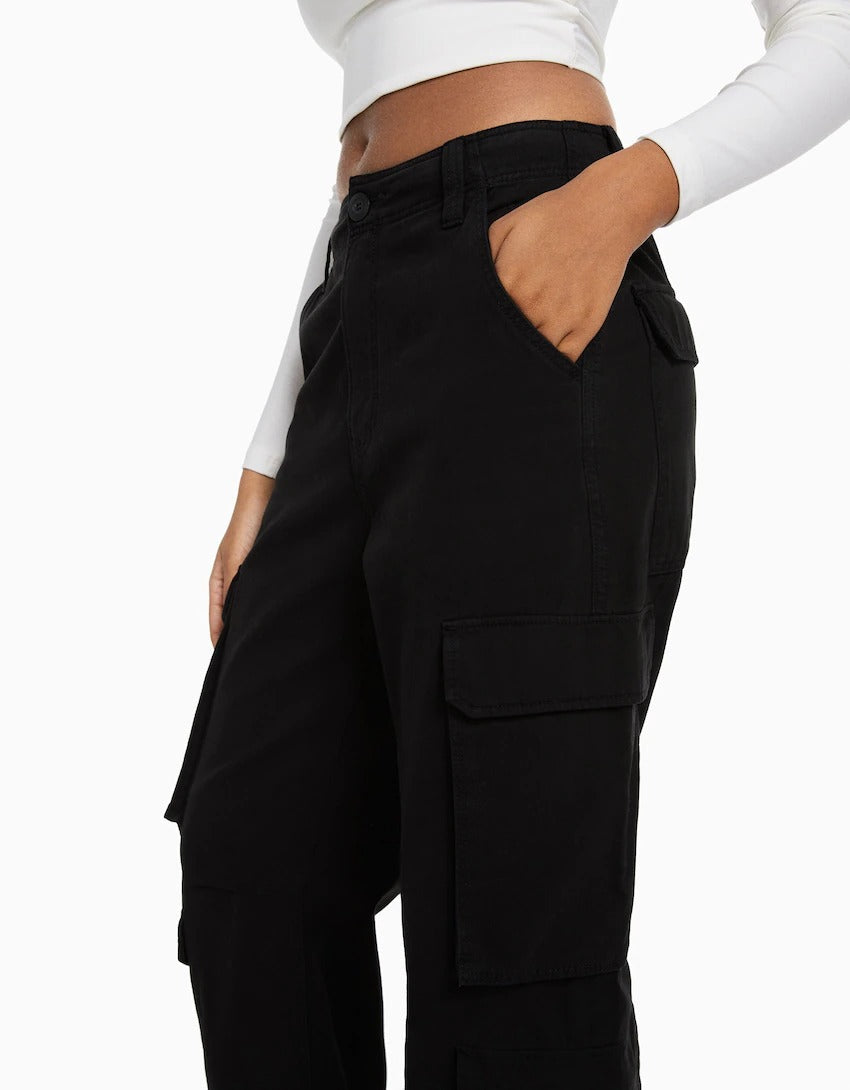 Adjustable Multi-pocket Twill Cargo Trousers