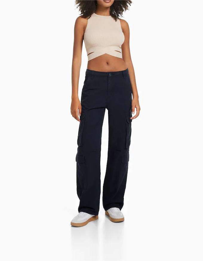 Adjustable Multi-pocket Twill Cargo Trousers