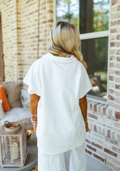 New Textured V Neck Top and Pants Casual Set