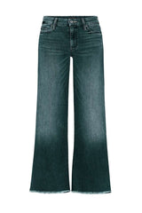 Washed Raw Hem Mid Waist Straight Leg Jeans
