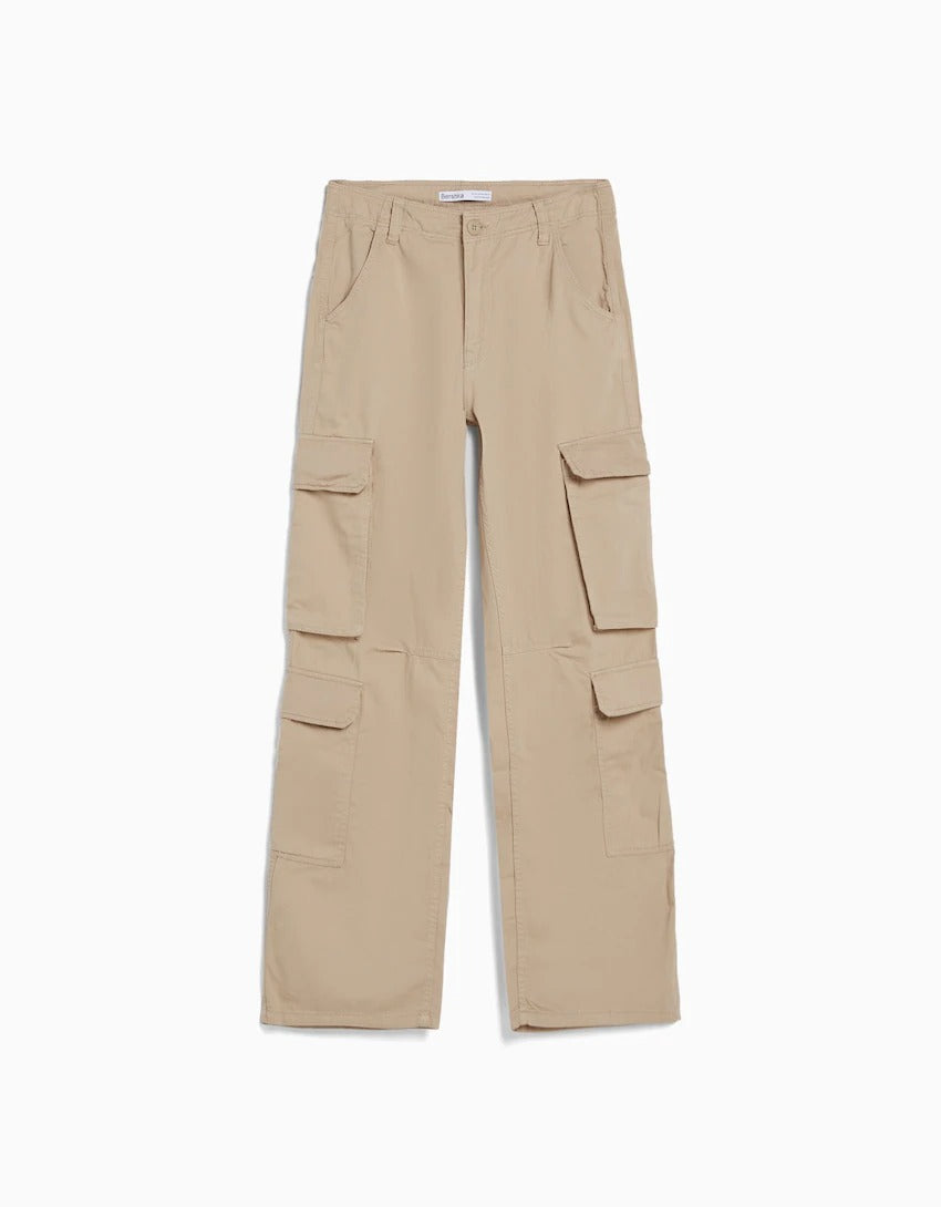 Adjustable Multi-pocket Twill Cargo Trousers
