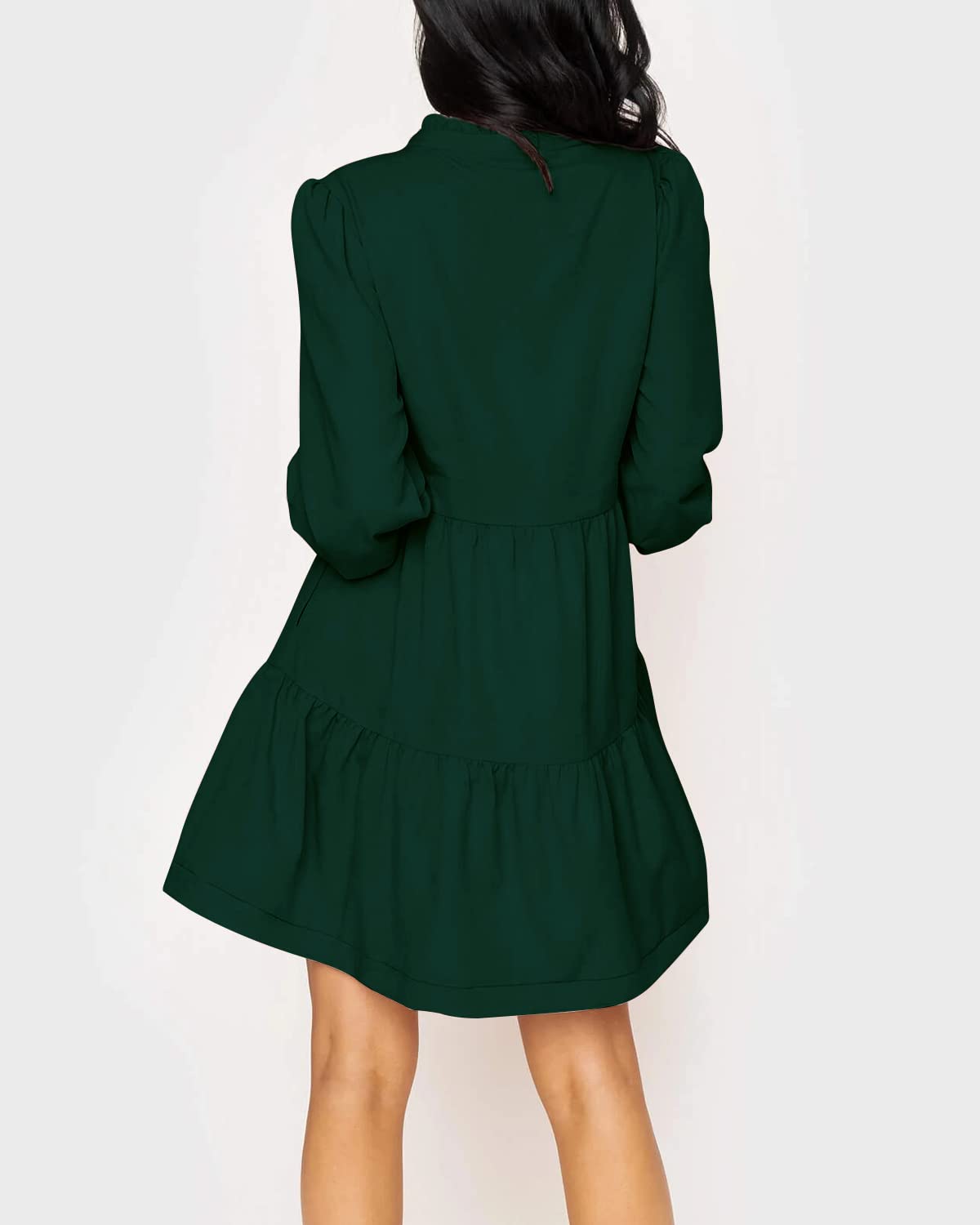 Women's V-Neck Long Sleeve Ruffle Tiered Dress
