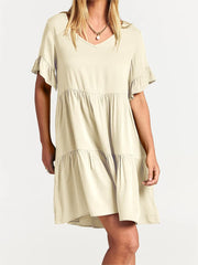 Casual Ruffle A-Line Flowy Mini Beach Dress