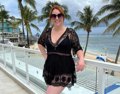 Women's Lace Bathing Suit Cover Up V-Neck Coverups