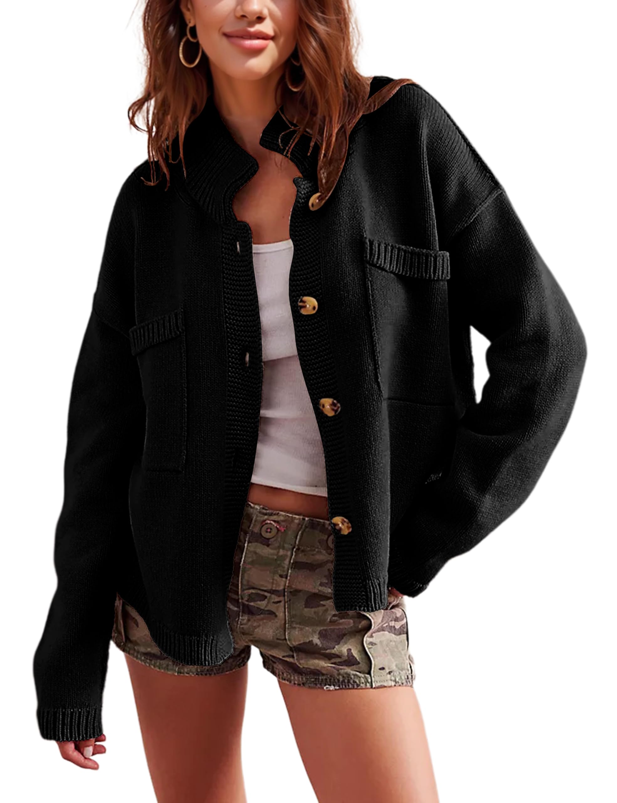 Wommen's Button Down Knit Sweater Cardigan
