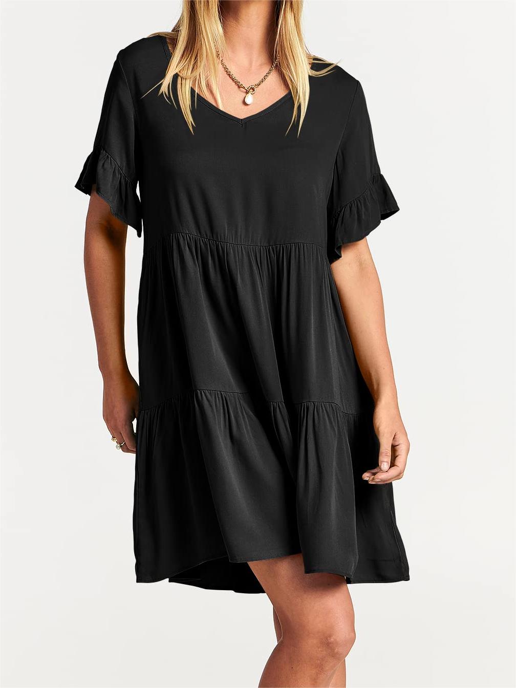 Casual Ruffle A-Line Flowy Mini Beach Dress