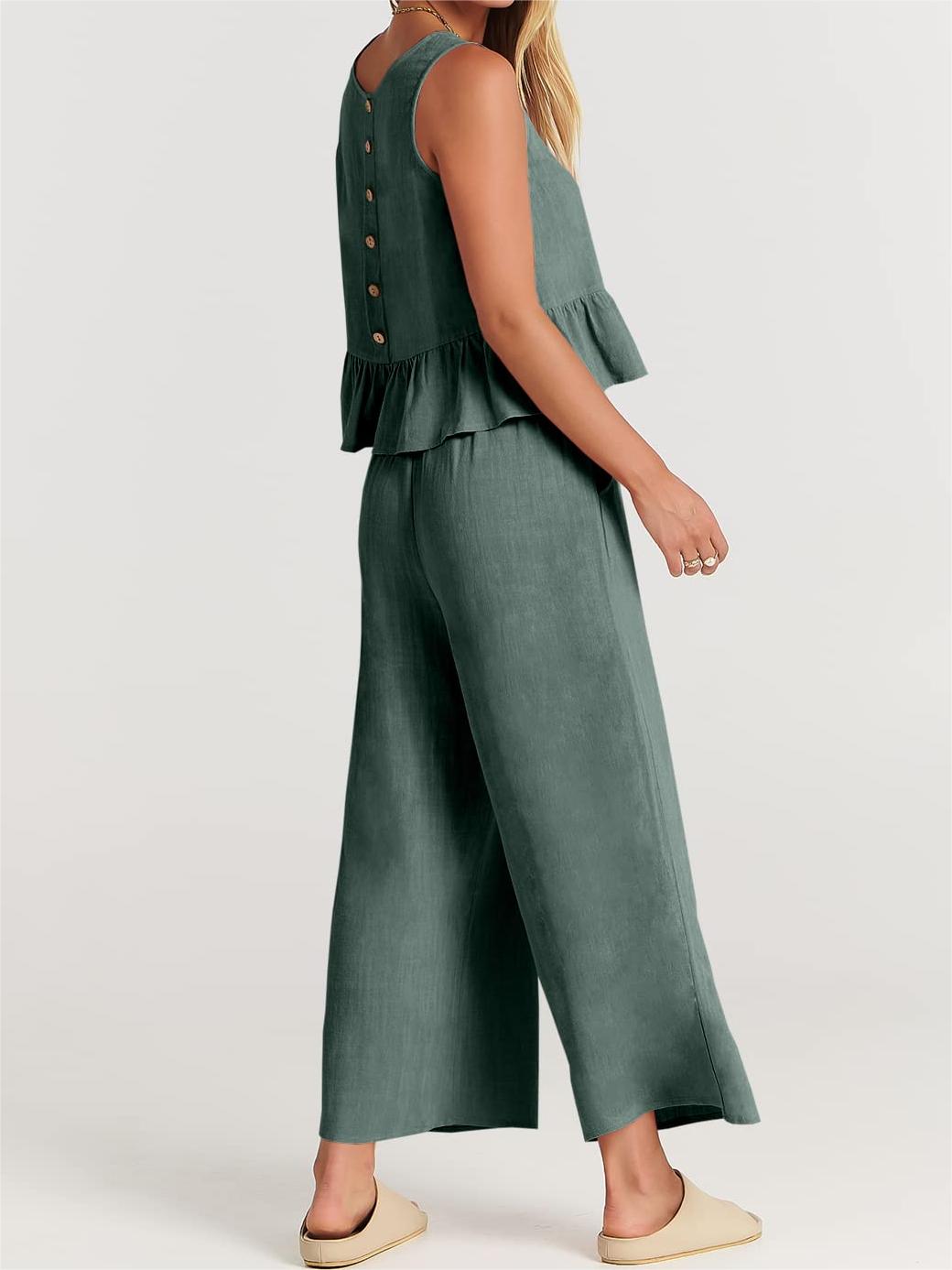 Women's Summer 2 Pieces Outfits - Lounge Set with Pockets