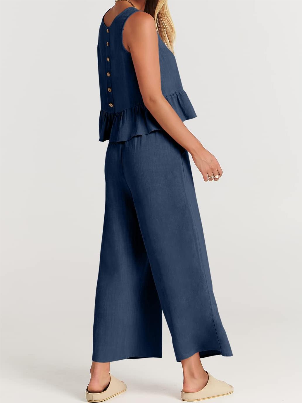Women's Summer 2 Pieces Outfits - Lounge Set with Pockets