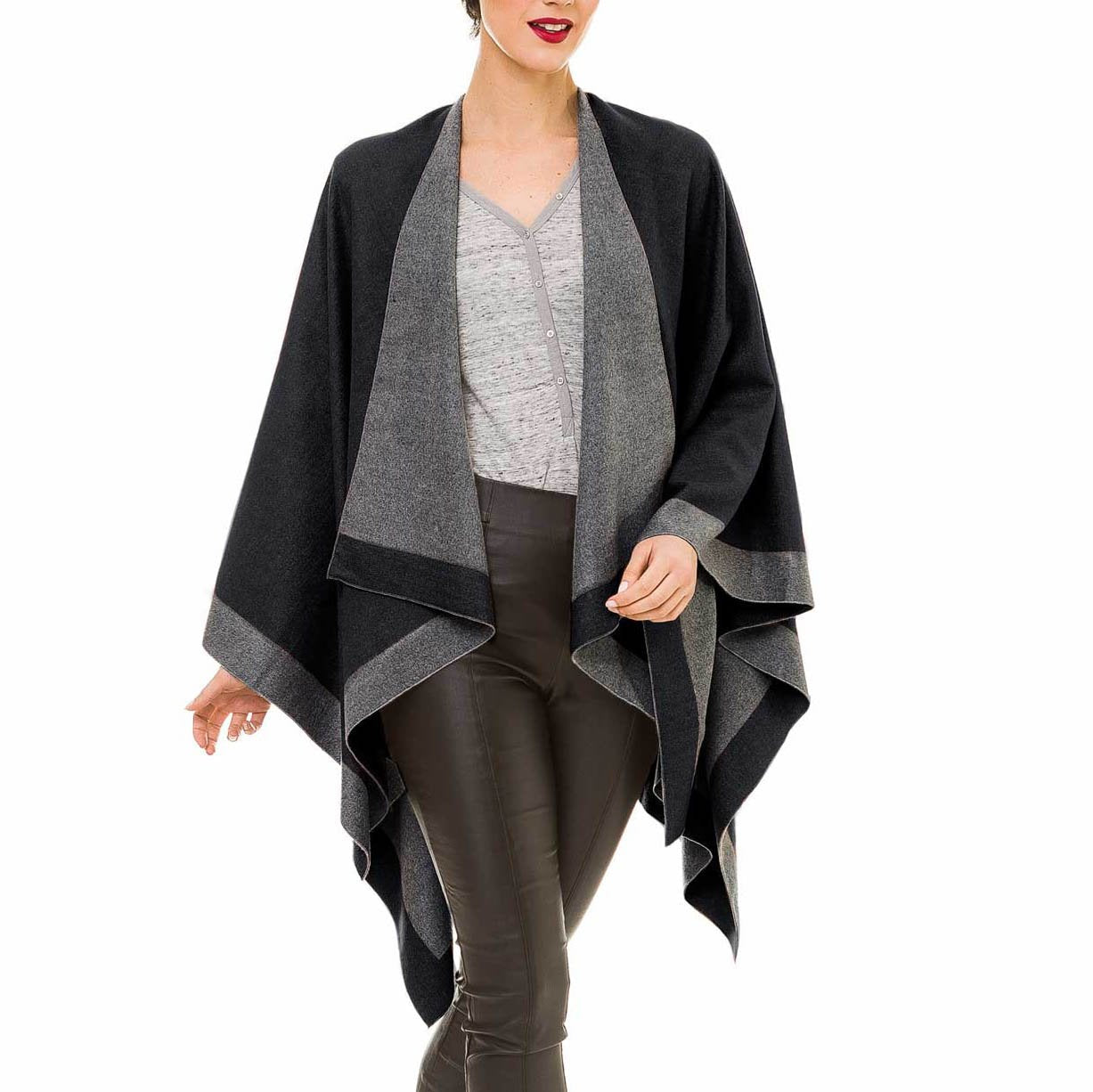 Women's Reversible Shawl Wrap Poncho
