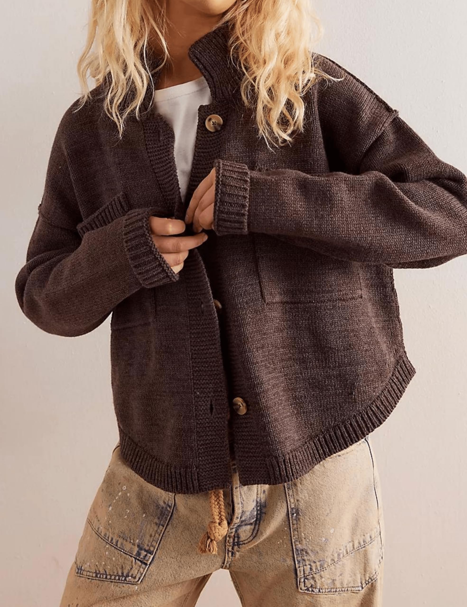 Wommen's Button Down Knit Sweater Cardigan