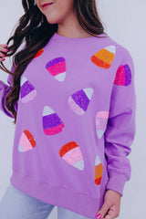 Women's Candy Corn Sequin Embellished Sweatshirt