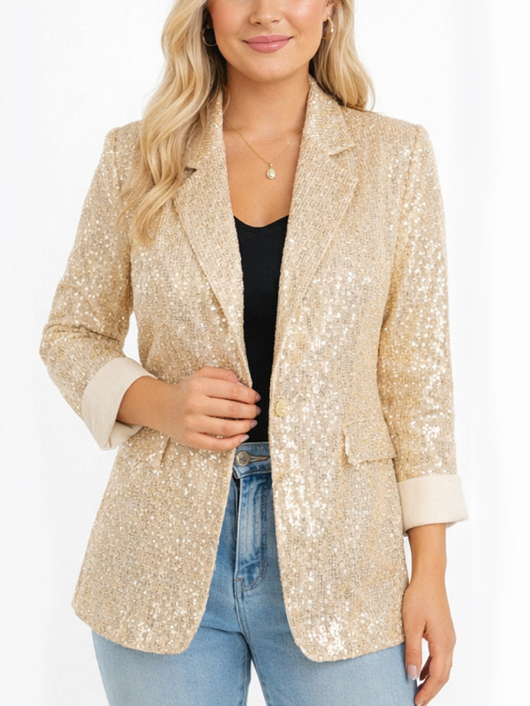 Women's Glittering Sequin Blazer Jacket