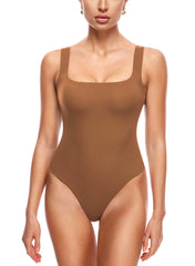 Women's Square Neck Sleeveless Thong Bodysuit