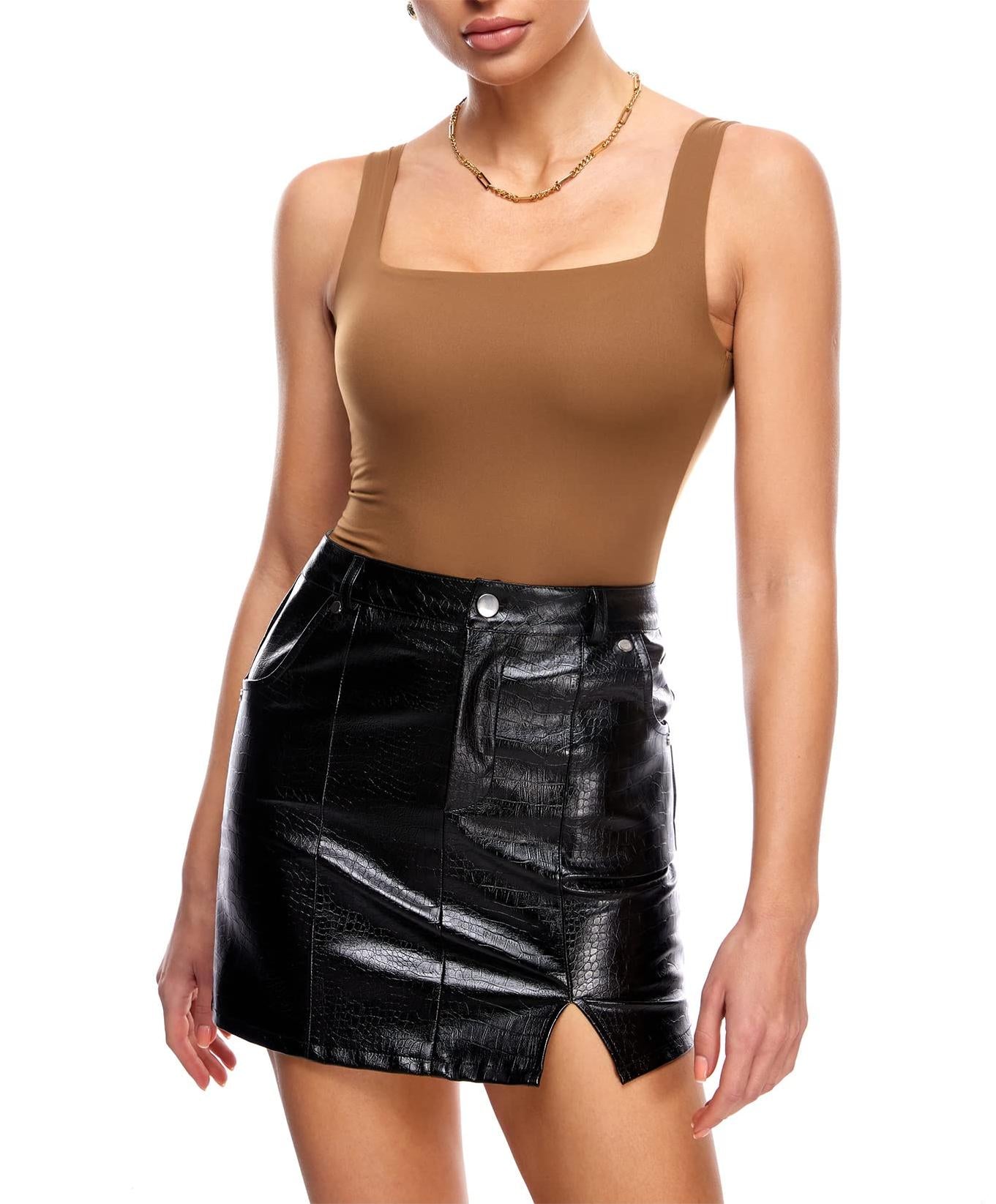 Women's Square Neck Sleeveless Thong Bodysuit
