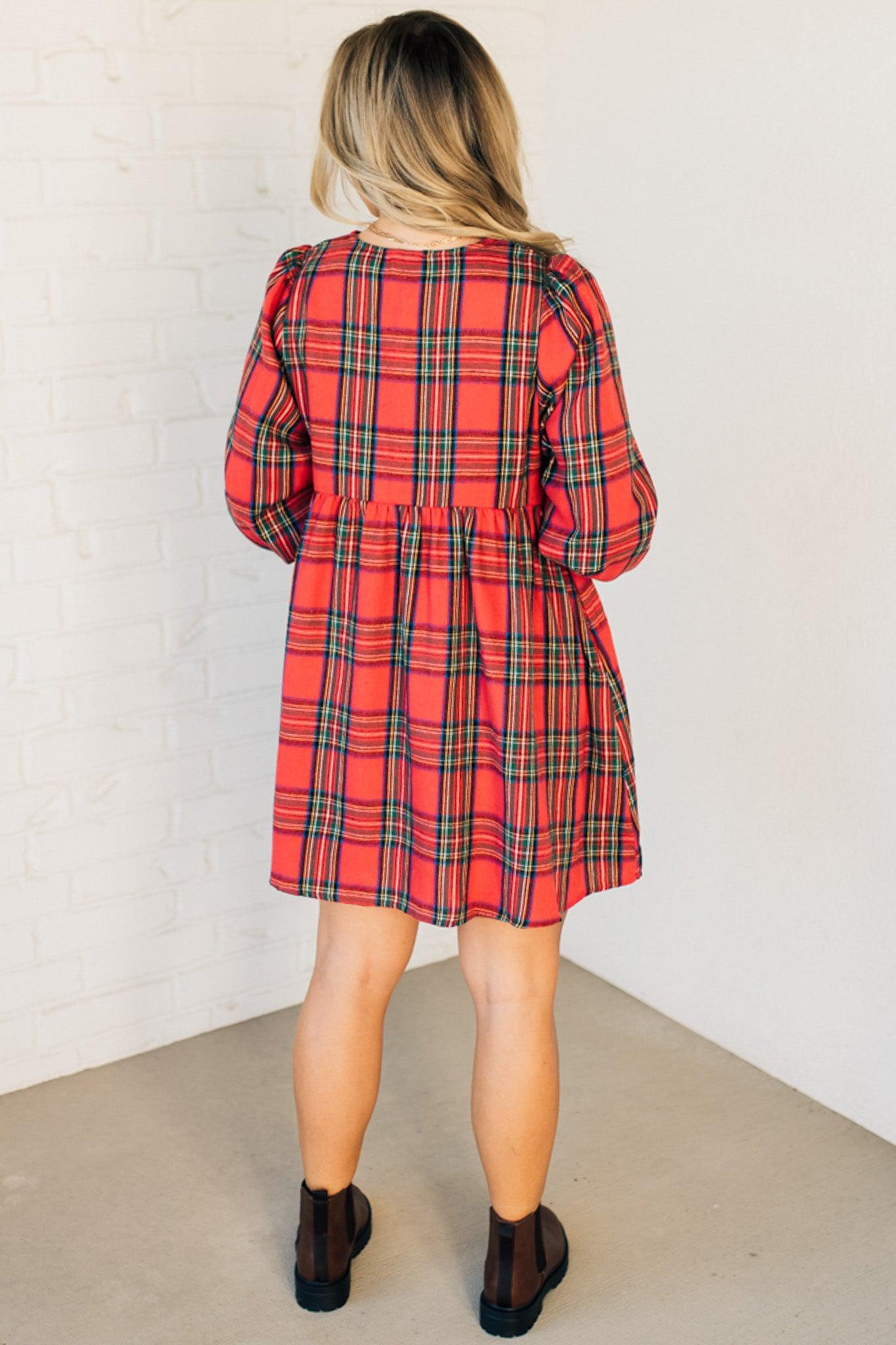Women's Holiday Plaid Mini Dress
