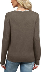 Women's Cozy Lightweight Scalloped V Neck Sweater